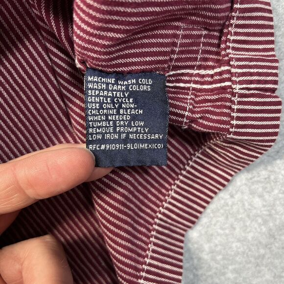 VTG Bugle Boy 77 Button Up Shirt Men 3XL Red White Pockets Striped Logo Y2K - Picture 11 of 12